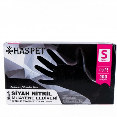 Nitril Eldiven Siyah Haspet S 100 Adet