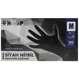 Nitril Eldiven Siyah Haspet M 100 Adet