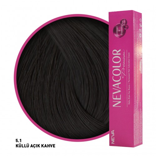 Nevacolor Premium Saç Boyası 5.1 Küllü Açık Kahve 50 Ml