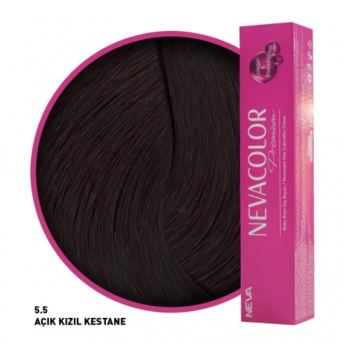 Nevacolor Premium Saç Boyası 5.5 Açık Kızıl Kestane 50 Ml