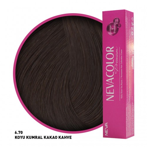 Nevacolor Premium Saç Boyası 6.70 Koyu Kumral Kakao Kahve 50 Ml