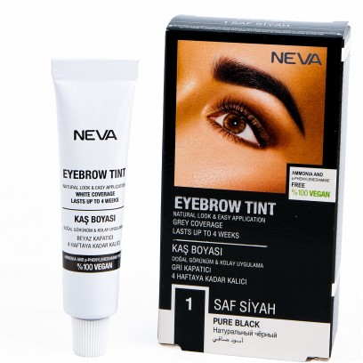 Neva Eyebrow Tint Vegan Kaş Boyası Seti 1 Saf Siyah