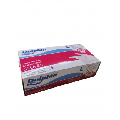 Vinil Eldiven Pudrasız Dolphin L 100 Adet