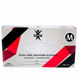 Vinil Eldiven Pudrasız Siyah Haspet M 100 Adet