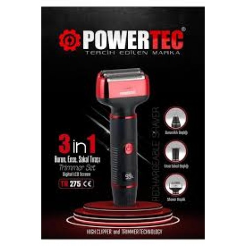 Powertec Şarjlı Sakal/Saç/Burun 3 in 1 Makinası Tr 275