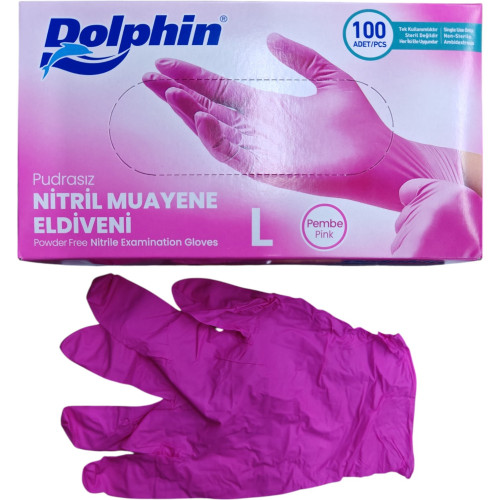 Nitril Eldiven Pembe Dolphin L 100 Adet Nitril Eldiven Pembe Dolphin L 100 Adet
